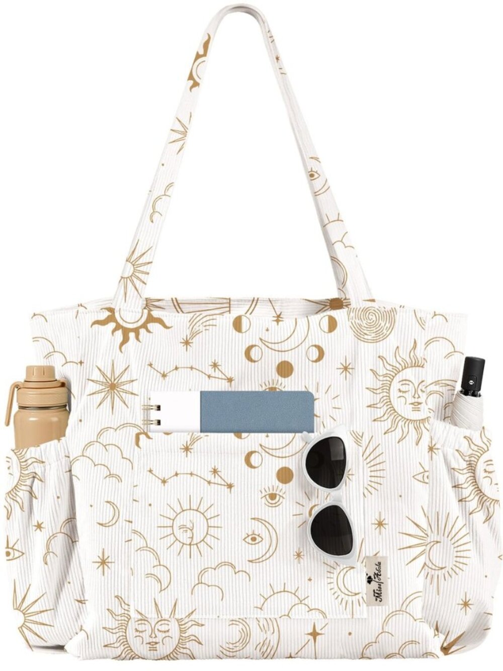 Large Corduroy Tote Bag for Women with Zipper